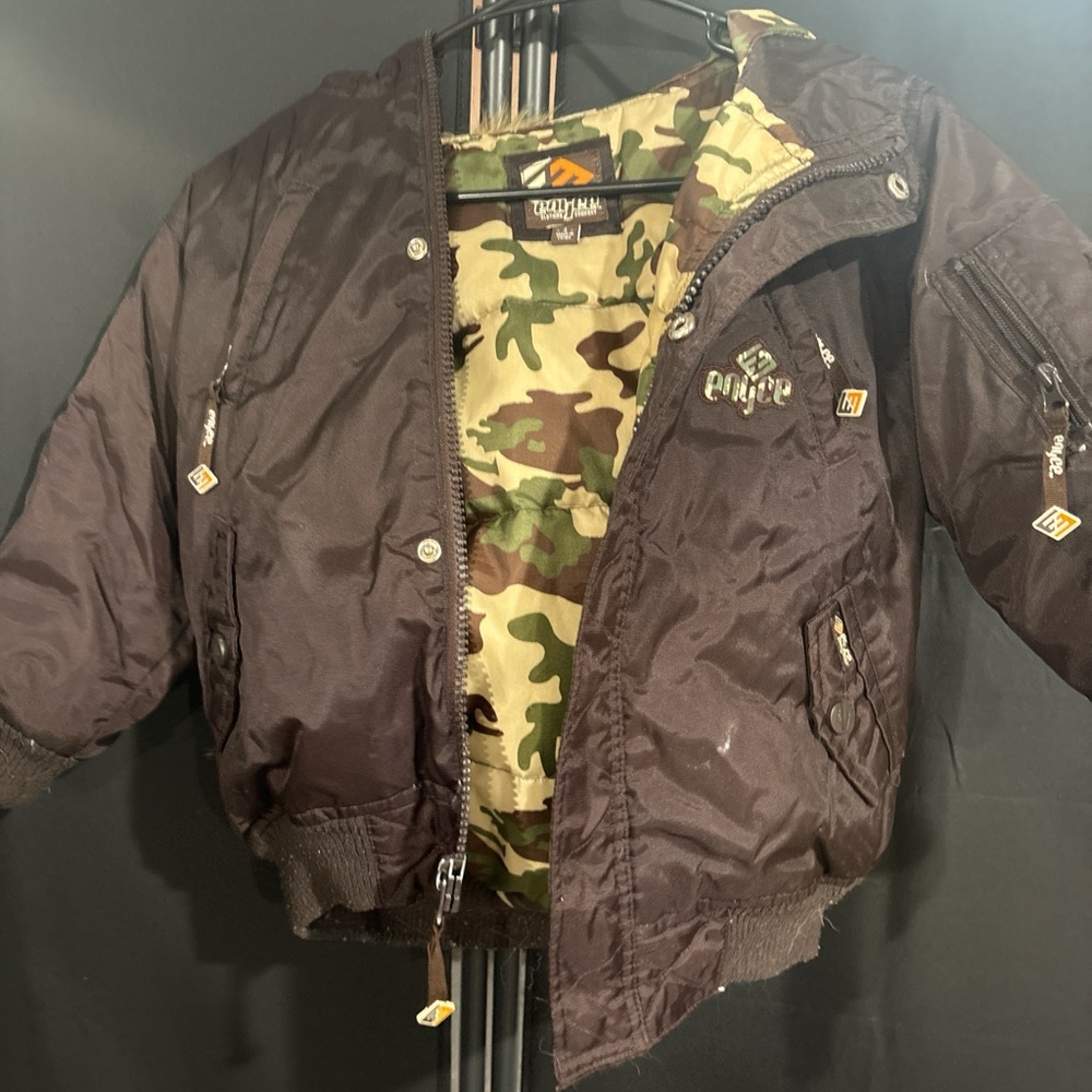 Pelle Pelle Kids Black Jacket with Camo Lining